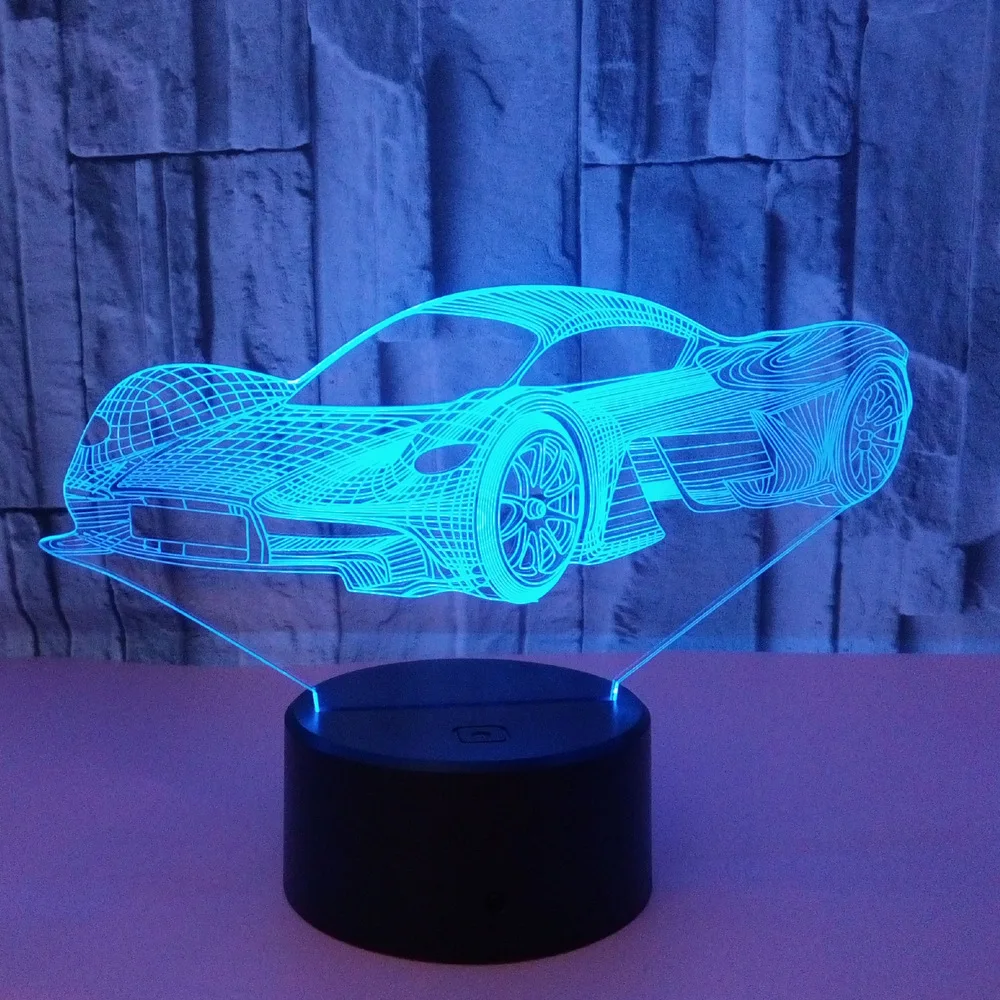 New Racing Colorful 3d Light Touch Remote Control Visual Light Gift 3d Led  Night Light Novelty Luminaria Led 3d Lamp