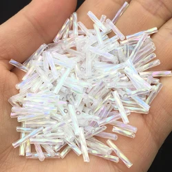 Brilliant Transparent Color Tube 2*6mm 2*9mm 2*11mm Twist White Core Czech Glass Seed Bugle Beads Jewelry Garment Accessory 20g