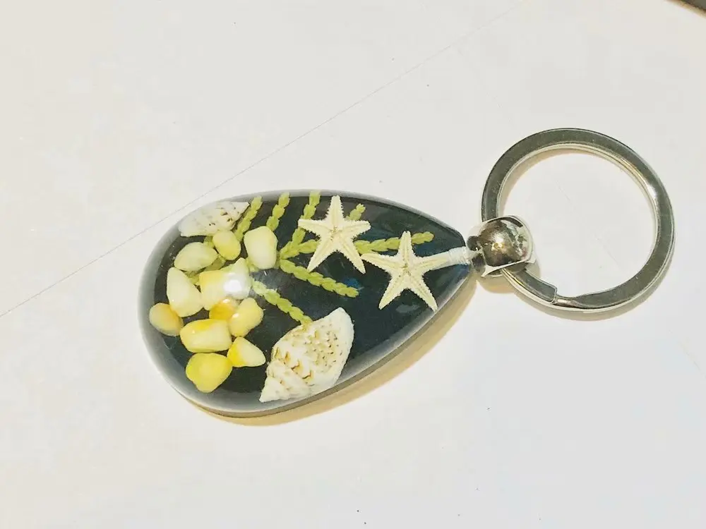 100 pcs charming blue bottom drop double starfish chic keychain