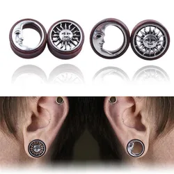 Body Piercing Jewelry 1 Pair Sun Moon Ear Saddle Tunnels Flesh 2017 Hot Ear Gauges Ear Expander Reamer Size 8-20mm