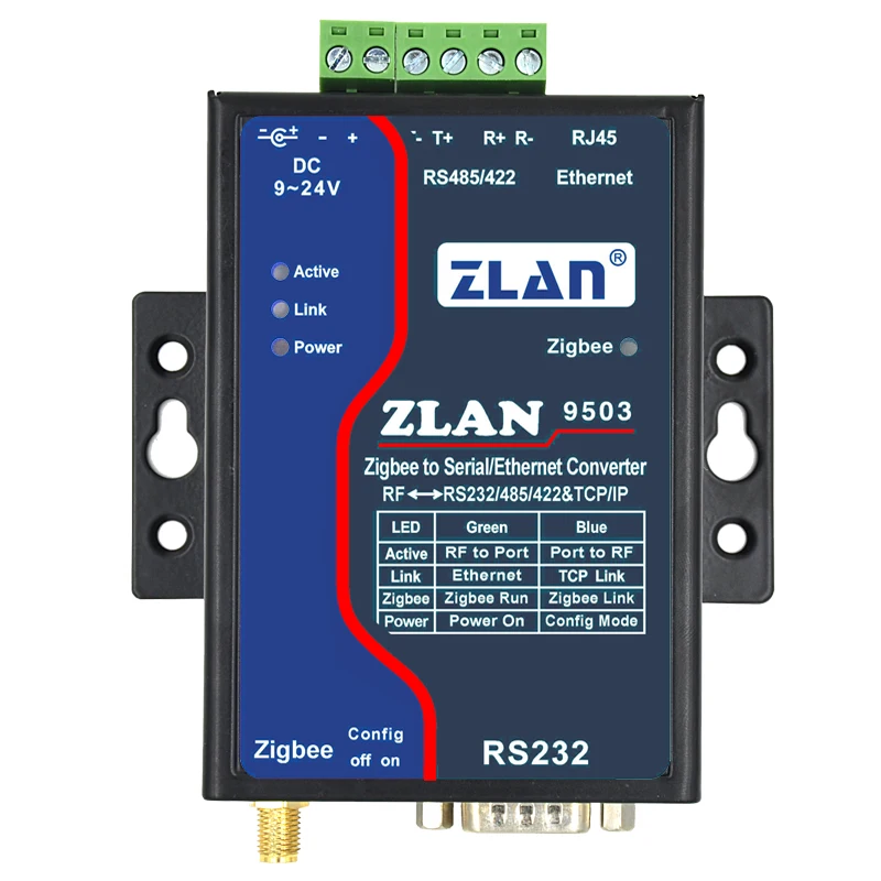 

Zigbee wireless serial port server RS232/485/422/ Ethernet to ZigBee ZLAN9503