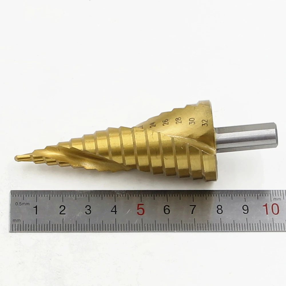 HSS Step Drill Bits 4mm-32mm Spiral Groove Power Tools Triangular Handle Wholesale Price 15 Steps Metal Drilling Titanium