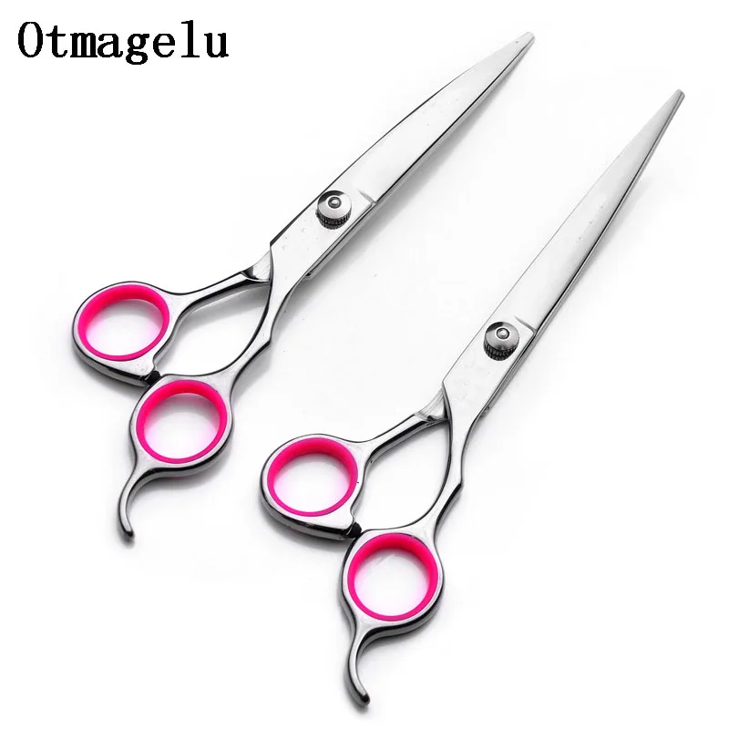 1PCS 7,0 zoll Professionelle pet schere für hund pflege Haar DIY Modellierung reparatur Hohe Qualität Gerade Ausdünnung Gebogene schere