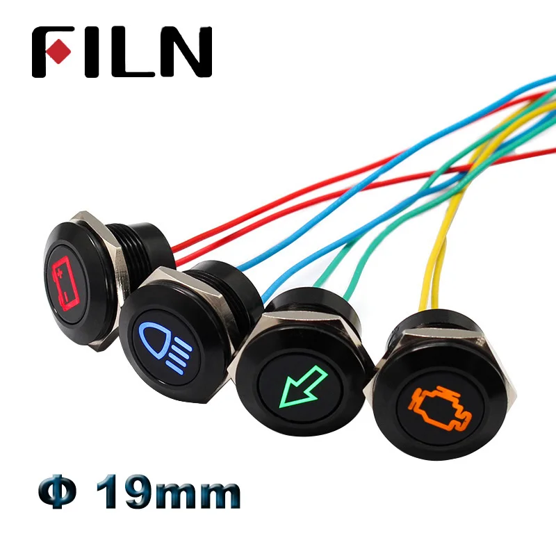 19mm Waterproof Lamp 12V LED Car Boat LED Marine Warning Dashboard Signal Lights Instrument Pilot light Aluminium Alloy Black