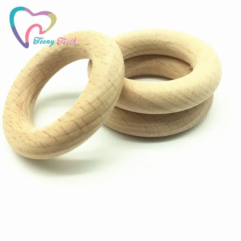 

Teeny Teeth Beech Wooden 50 PCS Round Wood Ring 40 MM Baby Teether Ring DIY Crafts Gift Teething Accessory Nursing Wood Rings