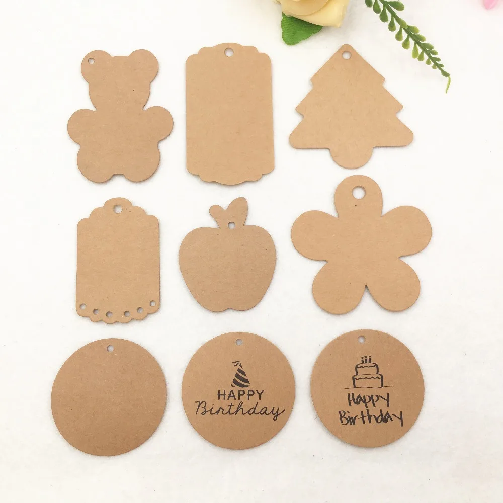 100 pcs mutli style  cute blank paper wedding gift tag for gifts/wedding favors /cookies /candys decorative tag