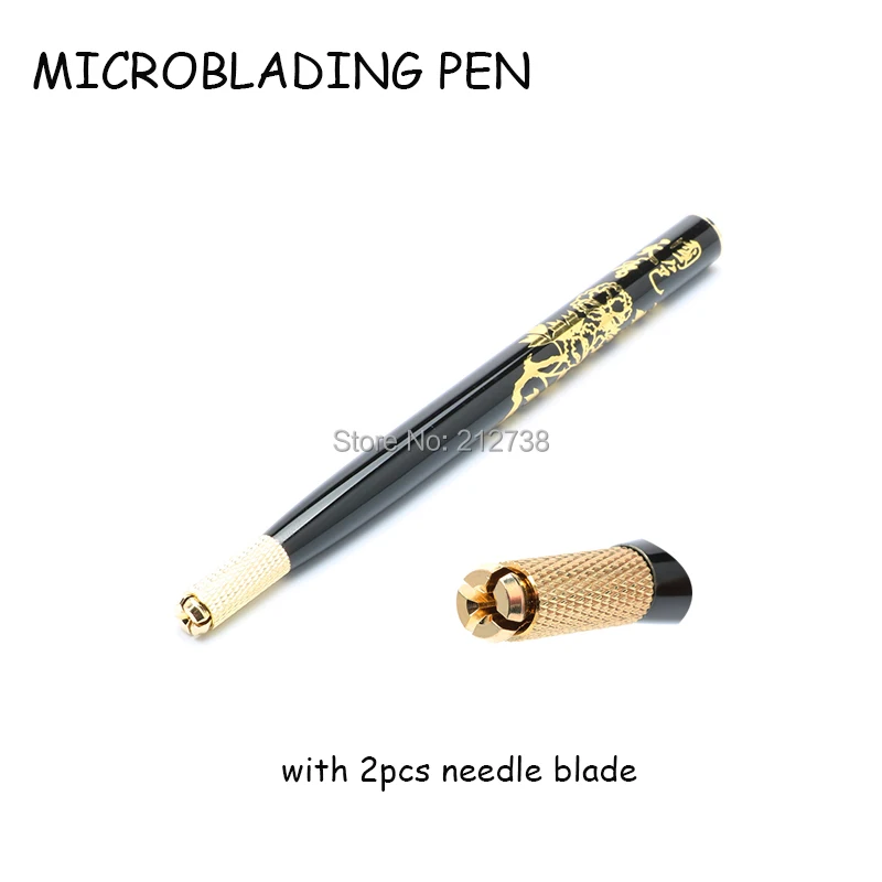 Tebori Pen Manual tattoo pen for permanent makeup pen eyebrow tattoo with 2pcs 12pin blade needle microblading pen-B5