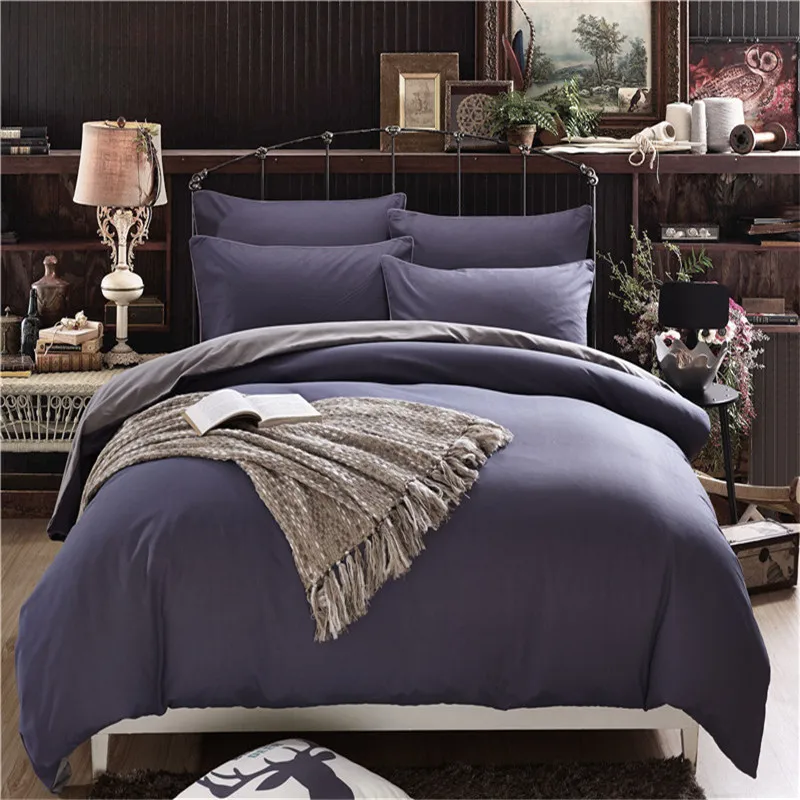 Solid Colour Simple Life Bedding Set Polyester Duvet Cover Flat Sheet Pillowcase Comforter Bed Set Twin Full Queen King Size