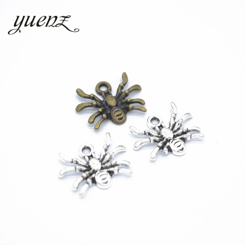 YuenZ 20pcs Spider Charms Bronze Tibetan Silver Plated Pendants Antique Jewelry Making DIY Handmade Craft 19*15mm D223