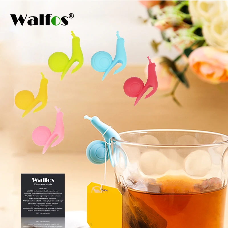 WALFOS Brand 3 Pieces Food Grade Cute Snail Shape Silicone Tea Bag Holder Cup Mug Hanging Tool Tea Tools