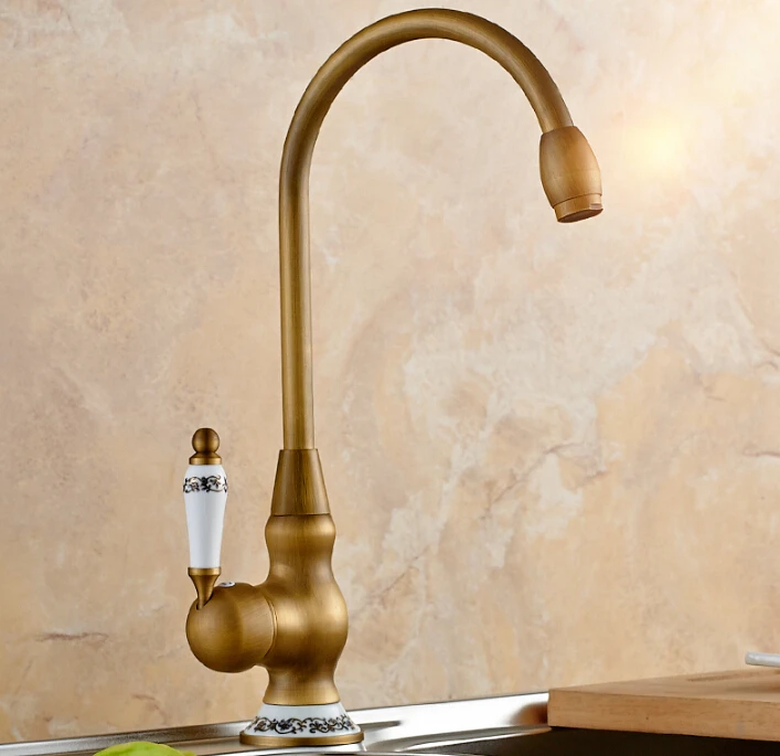 High Quality new arrival vintage antique brass sink faucet for kitchen & bathroom Kitchen faucet with ceramic handle water tap