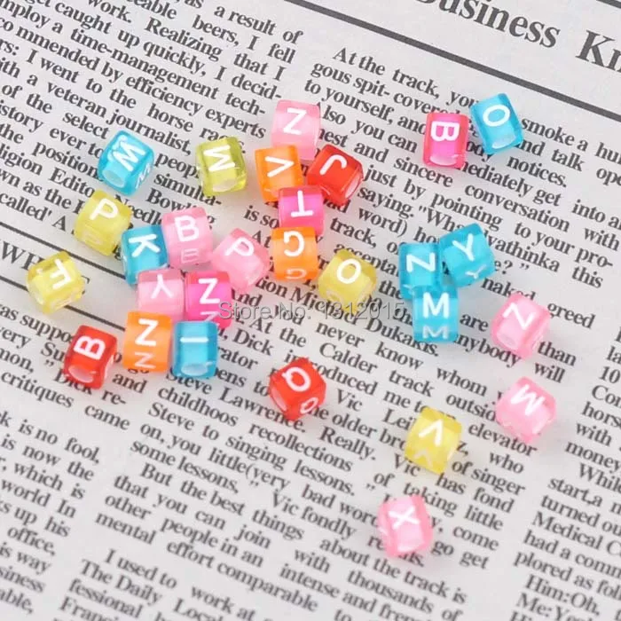 

Free shipping (sold per lot of 400) Mixed Multicolor Alphabet & Letter "A-Z" Acrylic beads Cube Charms DIY Beads 6x6mm YKL0149