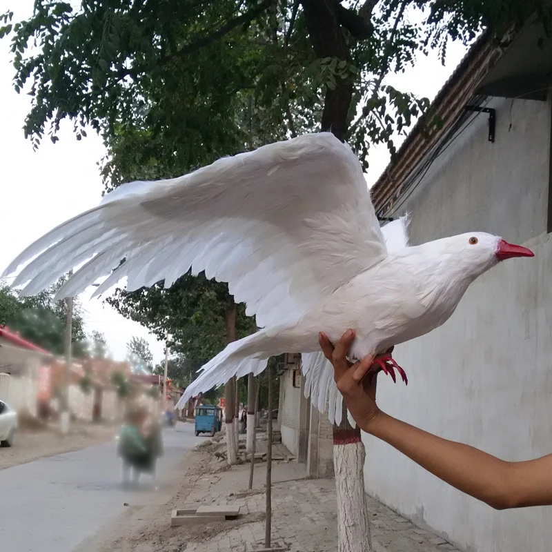 big simulation wings pigeons toy polyethylene & furs white dove doll gift about 42x60cm 2293