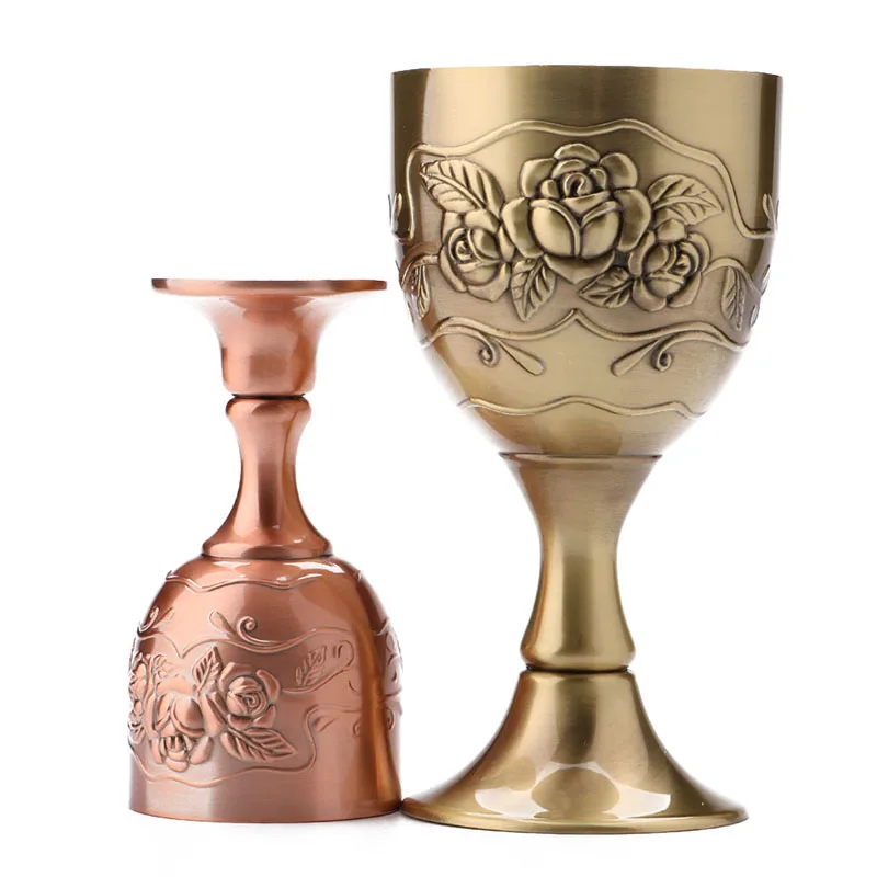 النبيذ نظارات خمر البحر الأبيض المتوسط القدح 40/120 مللي Drinkware أكواب النحاس اليدوية النقش زهرة نمط كوب Drinkware #4
