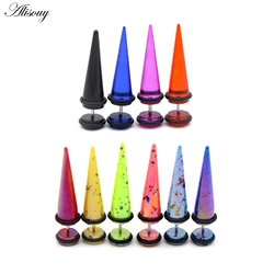 Alisouy 2pc UV Acrylic Illusion Ear Fake Cheater Stretcher Taper Spike Cheater Plug Tunnel Expander Earrings Gauges Body Jewelry