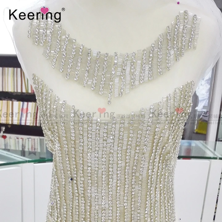 Yousef_aljasmi Handmade Rhinestone Applique Panel for Wedding Dress, Sexy, Same Style, WDP-053