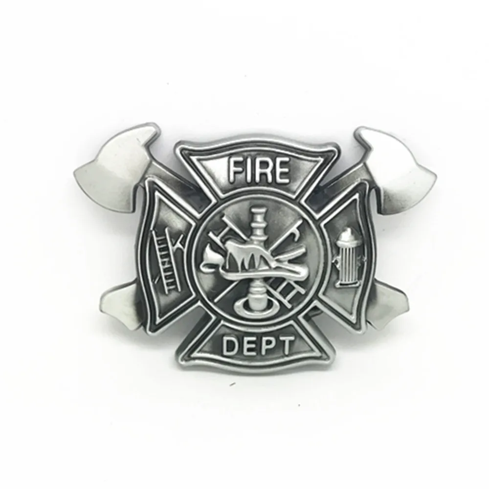 westem cowboy FIRE DEPT tools vintage zinc alloy belt buckle men's smooth butlon for 3.8 belts