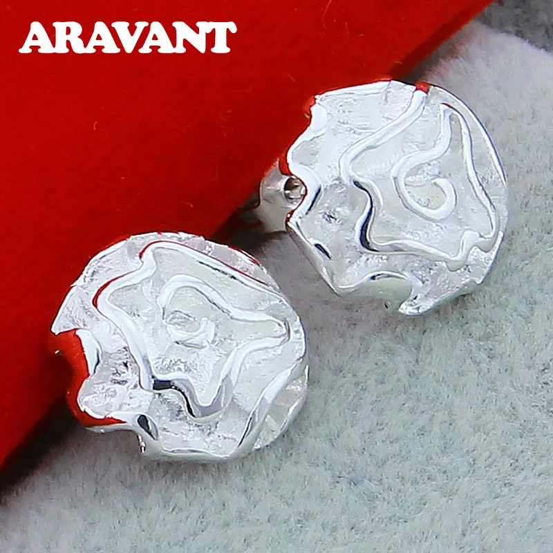 

925 Silver Rose Flowers Earrings For Women Wedding Jewelry