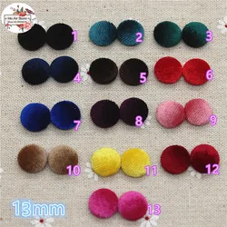 50pcs Mix Color Flatback Cordur tessuto coperto bottoni rotondi Home Garden Crafts Cabochon Scrapbooking Button 13mm