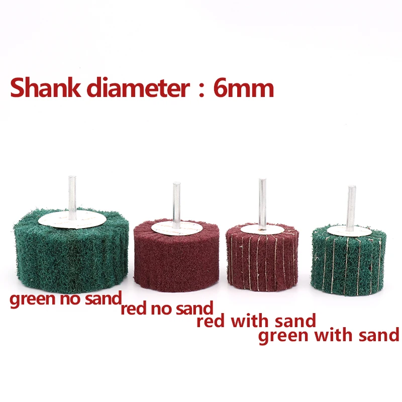 1 Cái 6Mm Chuôi Đánh Bóng Đầu Mài Cọ Rửa Miếng Lót Interleaf Chà Nhám Bánh Xe Sợi 25Mm-100Mm Cho kim Loại Phụ Kiện Dremel Dụng Cụ