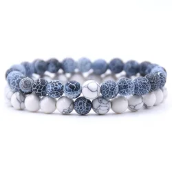 2Pcs/Set Couples Distance Bracelet Classic Natural Stone 18 styles Beaded Bracelets for Men Women Best Friend