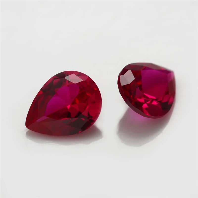 50PCS 3x5~13x18mm Pear Shape Loose Corundum Red Color AAAAA Synthetic stone For Jewelry DIY  Gems Stone 5#