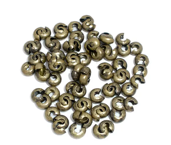 

Free Shipping 300pcs Antique Bronze Color Crimp Beads Covers Findings 4mm Jewelry Findings