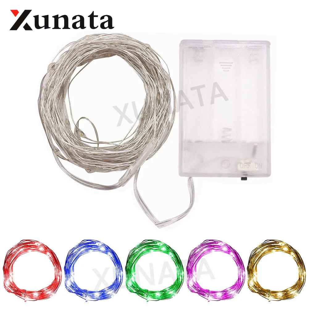 1pc/2pcs/3pcs 2M AA Battery LED String Lights Silver Wire Holiday Fairy Light LED Strip For Christmas Wedding Party Decoration