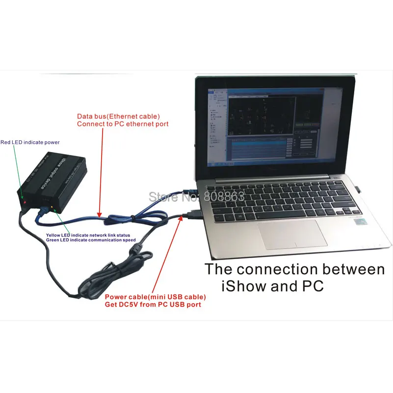 Eshiny iShow V3.0 Laser Show Software ILDA+RJ45 USB Interface For Disco DJ DMX Bar Stage Laser Light similar as QUICKSHOW N8T92