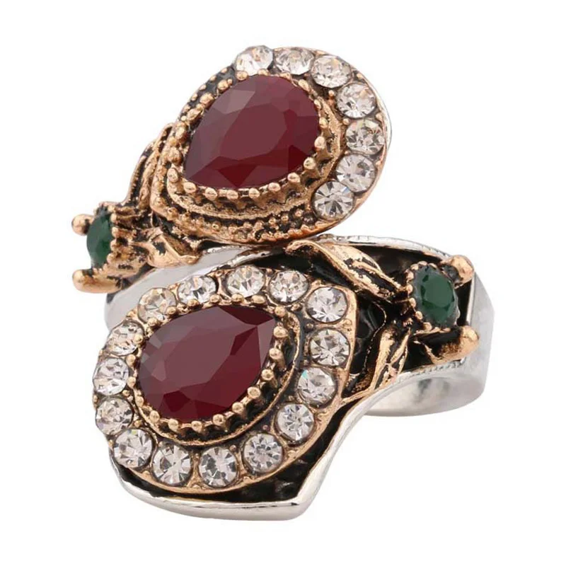 Fashion 2021 New Vintage Big Stone Bohemia Classic Wedding Crystal Rings For WomenTurkish Jewelry Jz248