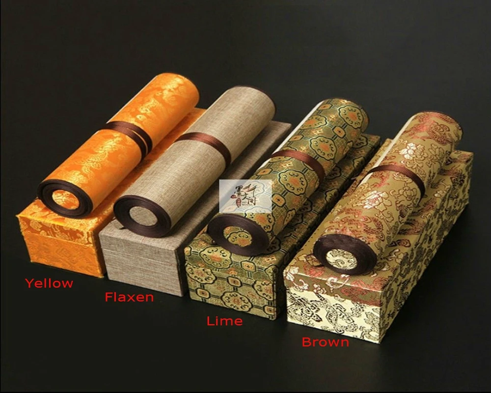 

1pc Silk Brocade Scroll Rice Xuan Paper Ink Painting Calligraphy Sumi-e Gift Box