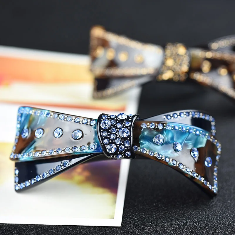 Women head wear rhinestone hair clip large ponytail holder vintage hair barrette bow hair accessories for women