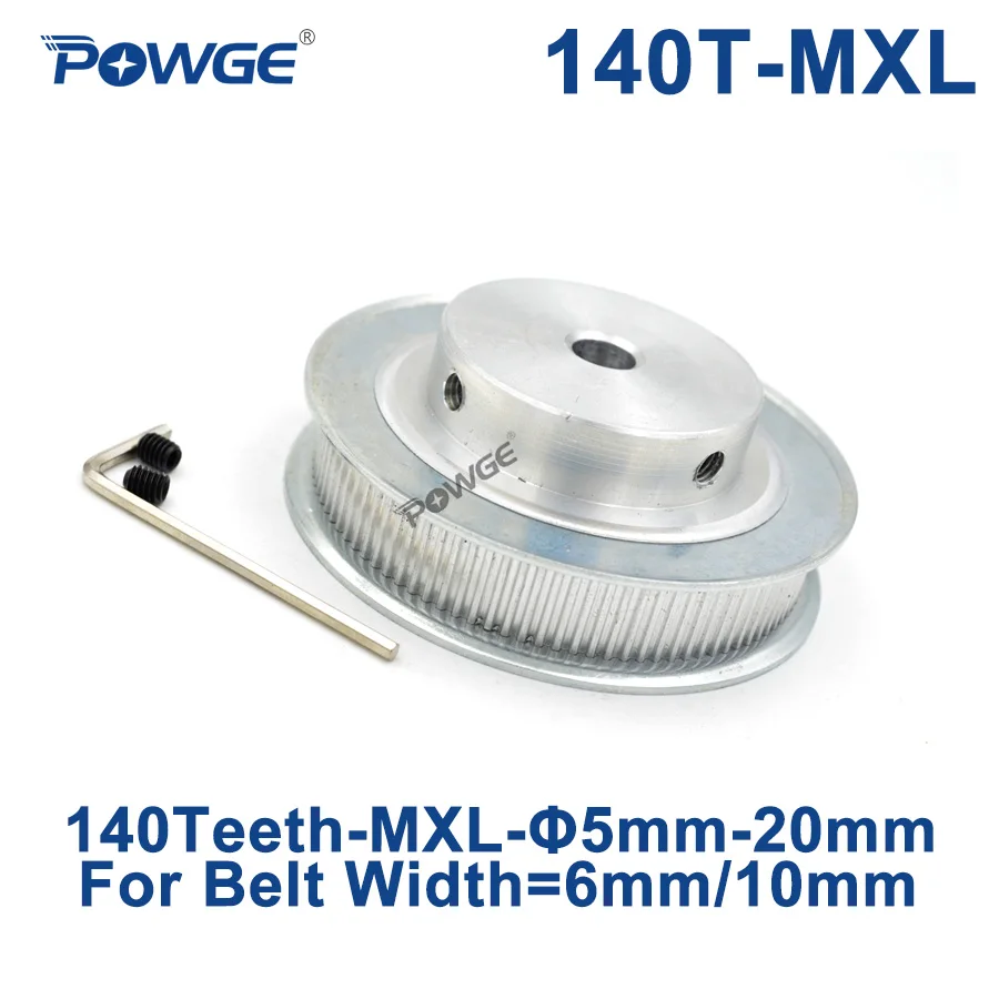 

POWGE Inch Trapezoid 140 Teeth MXL Timing pulley Bore 8/10/12mm for width 6mm 10mm MXL Synchronous Belt Gear Wheel 140teeth 140T