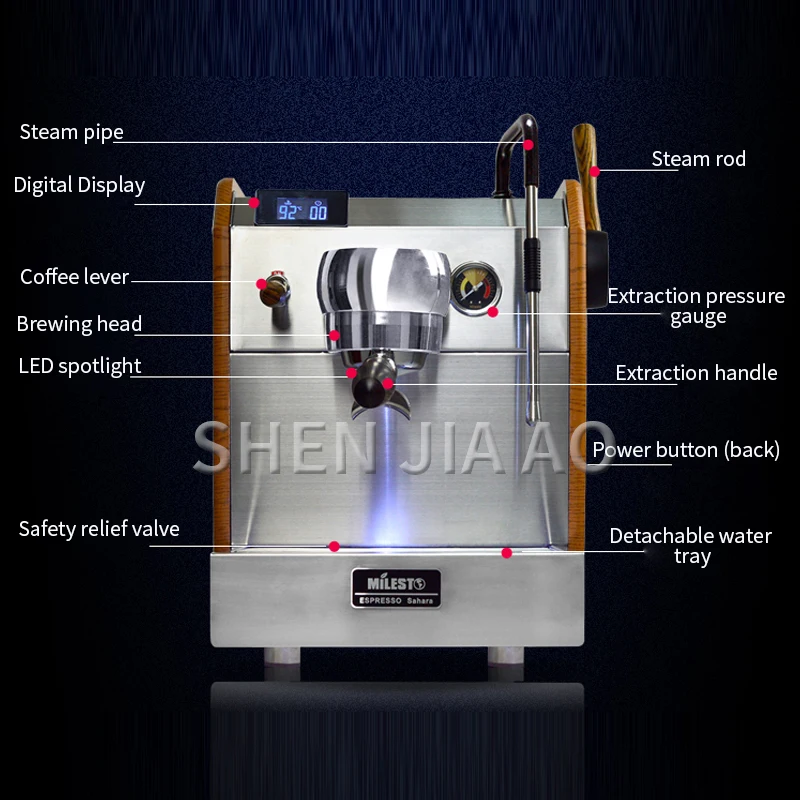 EM-23 Новая итальянская кофемашина, кофеварка для эспрессо, Полуавтоматическая кофеварка типа с помпой для вспенивания молока 220 В/50-60 Гц