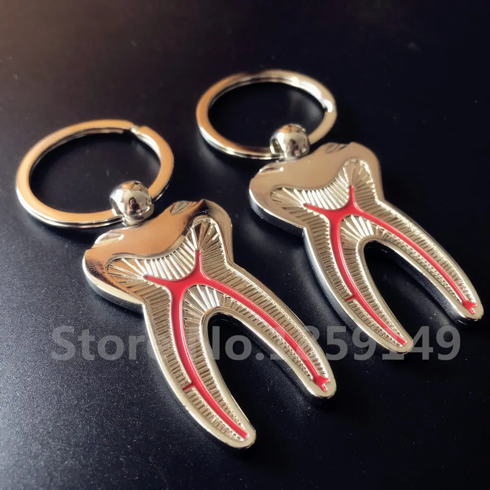 Teeth Keychain Dentist Decoration Key Chains Tooth Model Dental Clinic Gift 2pcs/set