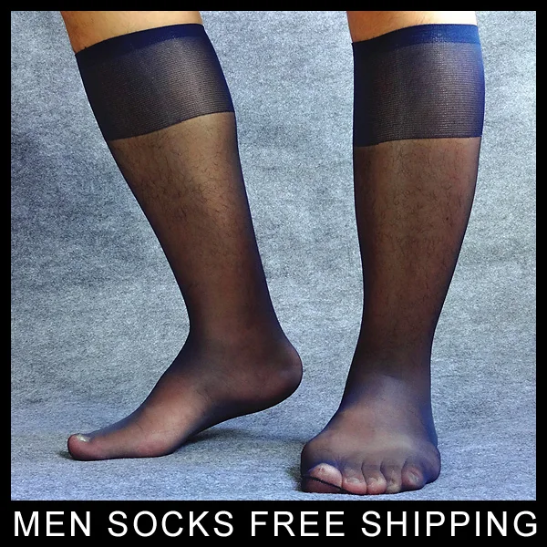 Brand Transparent Sheer Dress Suits Men Socks Dark Green Navy Blue Formal  Hose Sexy Gay Male Stocking Ultra Thin Socks