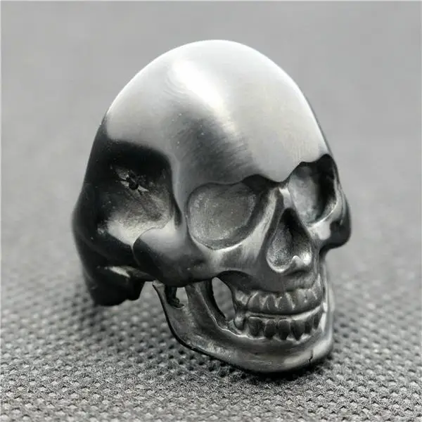 Size 7 to Size 16 Mens boys 316L Stianless Steel Dull Pulish black Style Skull Ring For Cool Biker Hot Sale Ring GUARANTEE 100%