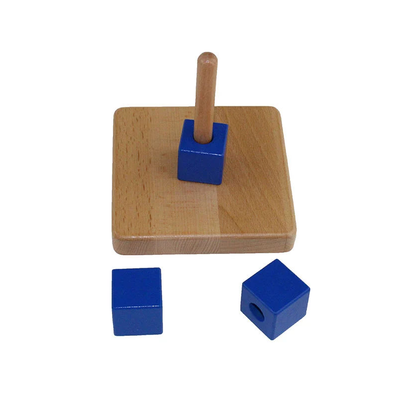 Montessori niemowlę zabawki dla dzieci drewno niebieski Cube gniazdo nauka szkolenie dla dzieci w wieku przedszkolnym Brinquedos juguetes 24 miesięcy