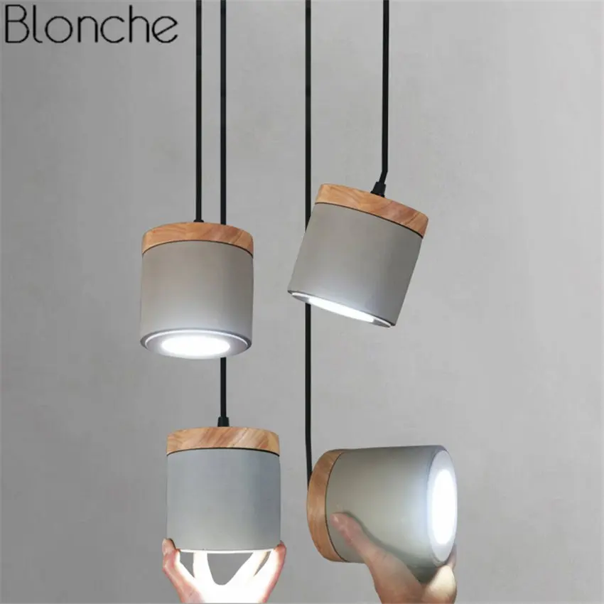 

Nordic Cement Wood Pendant Lights Led Spot Hanglamp Hanging Lamp for Living Room Kitchen Indoor Lighting Fixtures Deco Luminaria