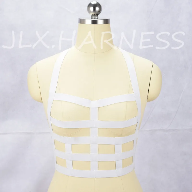 

JLX.HARNESS Goth Chest Harness Soft Body Harness Belt Pole Dance Bondage Bra Cage Bra Rave Wear Crop Top Harness Lingerie O0437