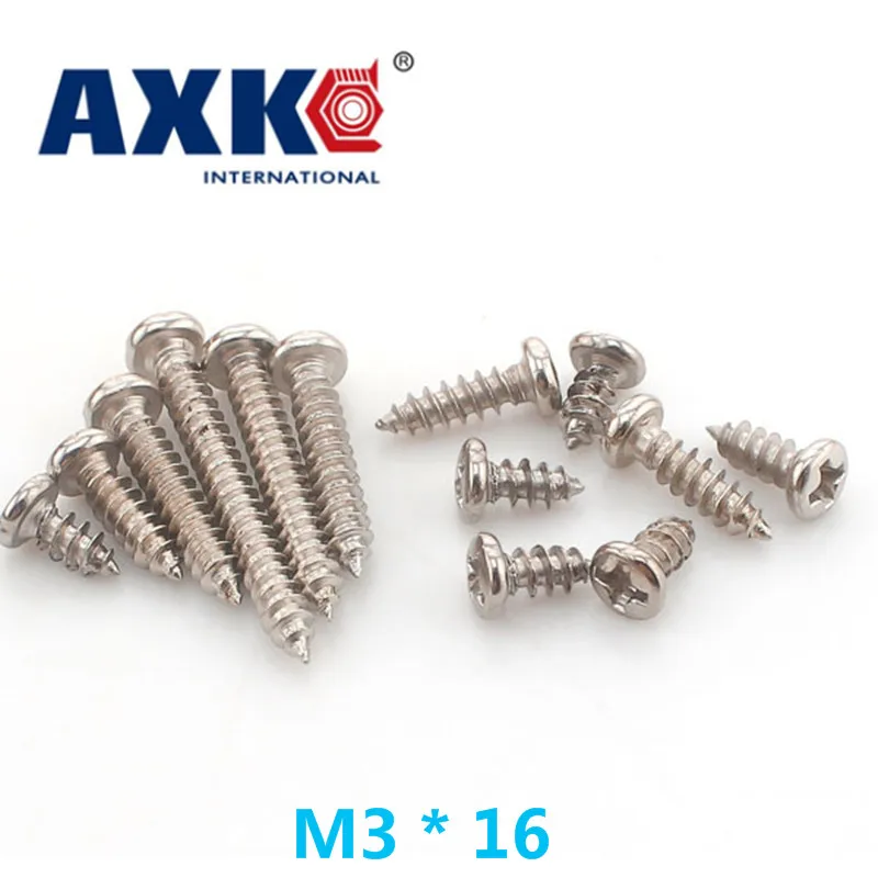 2023 Vis Tornillos Para Madera Parafusos Axk 50pcs 304 Stainless Steel Round Self-tapping Screws / Pan Head Screw M3 * 16 Gb845