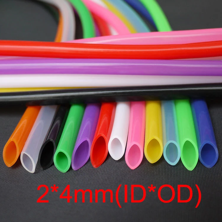 3M 2*4mm 2x4mm Blue Green Pink Clear Purple Green Medical Food Grade Drink Flexible Pipe Soft Water Hose Silicone Rubber Tube