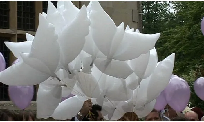 Imagem -02 - Balões Brancos Biodegradáveis Infláveis da Pomba do Hélio do Casamento dos Peças 500 para a Decoração do Casamento Pombas Dados Forma Bio Balões