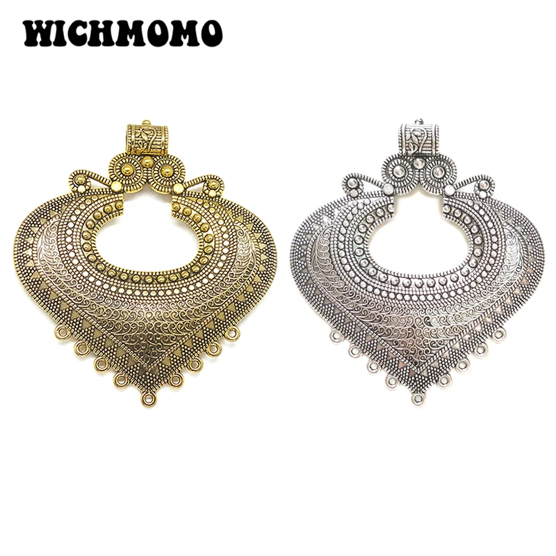 New 1pcs 83*73MM Retro  Zinc Alloy Heart Shaped Pendants Connectors Linker for DIY  Charm Jewelry Accessories