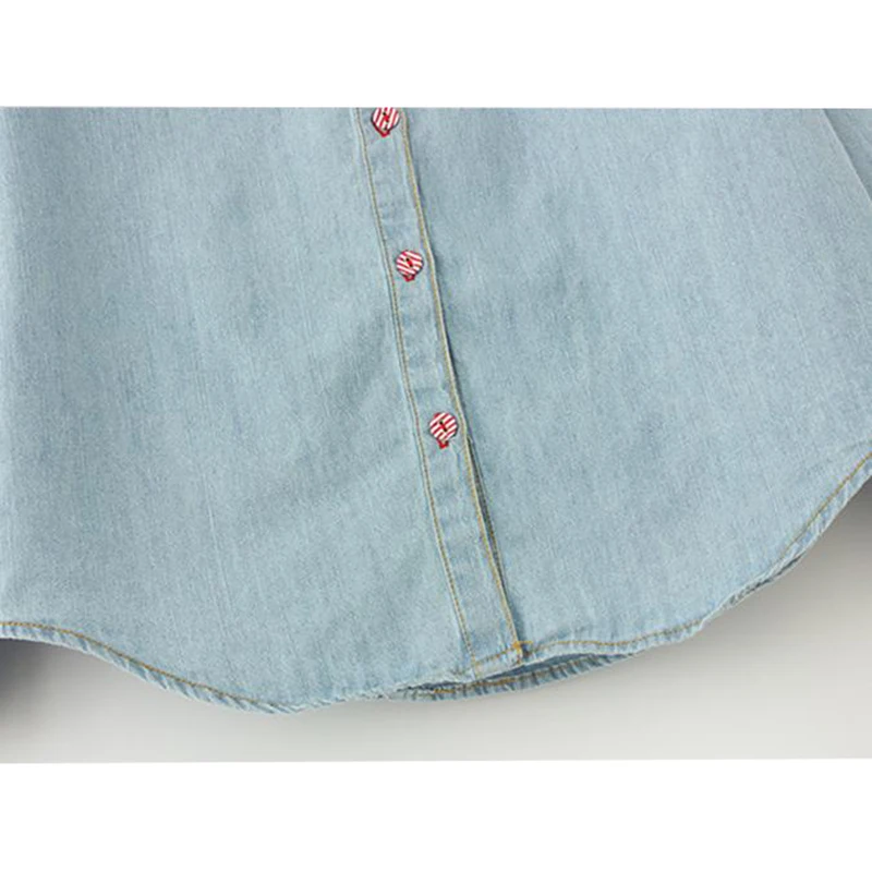 Jesień Denim bluzka Plus rozmiar 4XL kobiety luźne topy kwiat wydruku Patchwork Jeans bluzki z długim rękawem w stylu Vintage koszule Blusas AB327