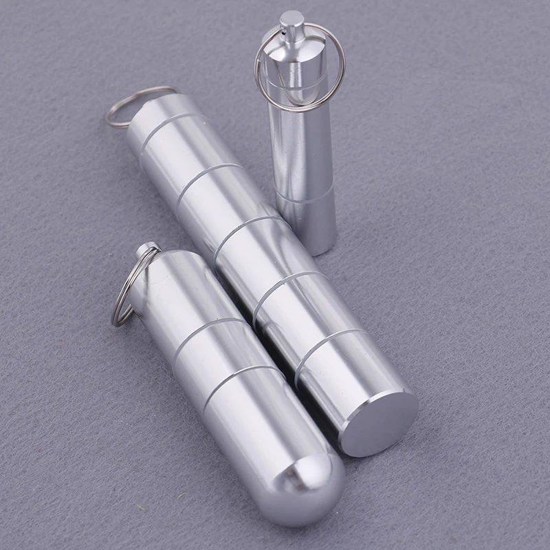 3Sizes Pocket Pill Holder Container Capsule Shape Aluminum Pill Case Keychain Waterproof Delicate Seal Medicine Organizer Box