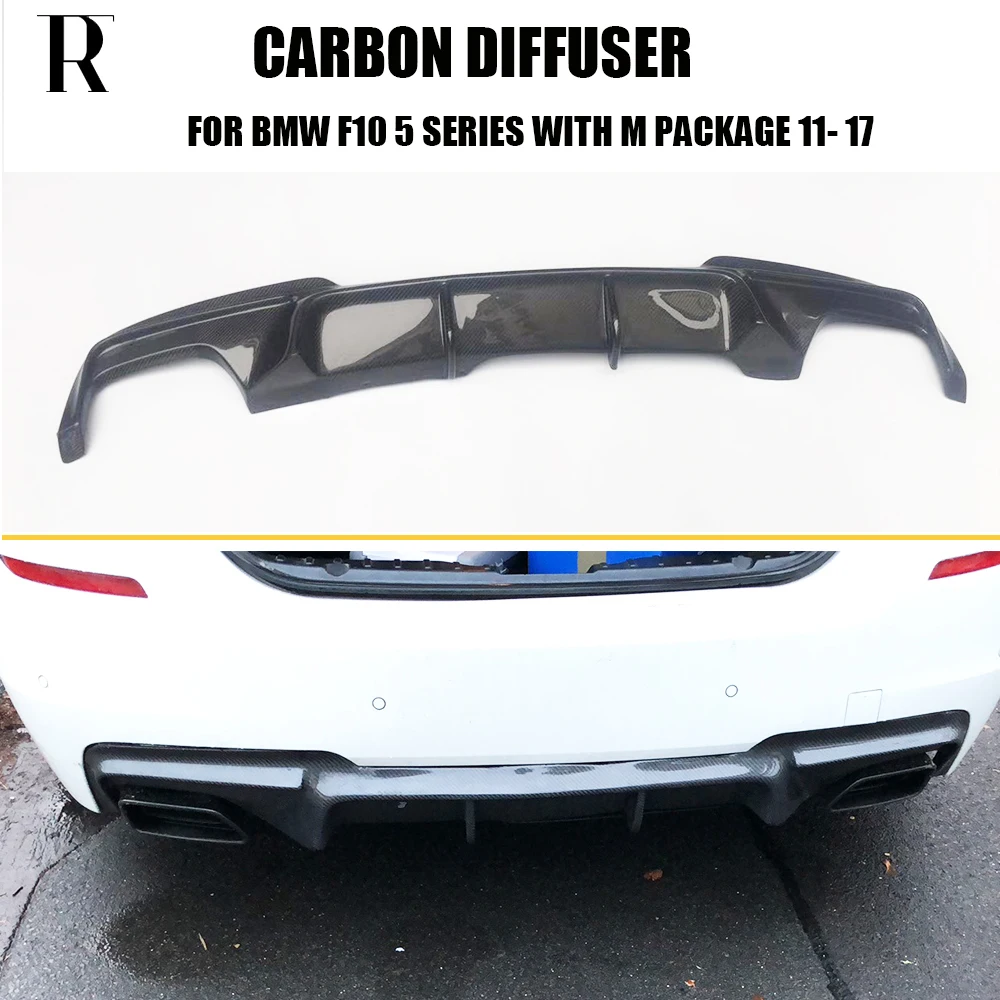 V Style Carbon Fiber Rear Bumper Diffuser for BMW F10 Sedan F11 Wagon 520 528 535 550 With M Package 10 - 16