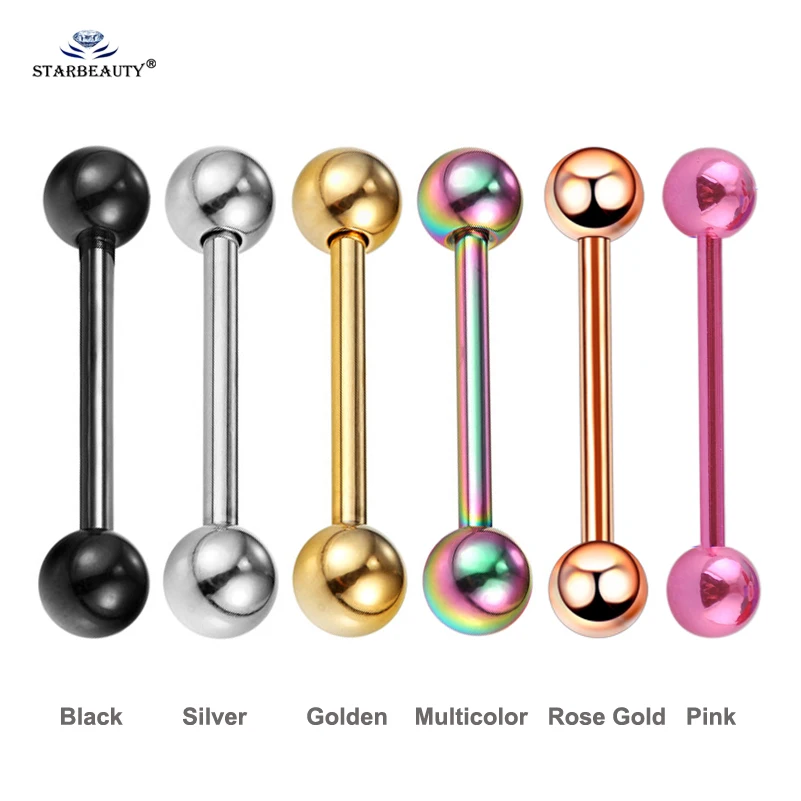 2 pcs/lot Black Tongue Piercing Tongue Ring Industrial Piercing Nipple Ring Helix Piercing Cartilage Earrings