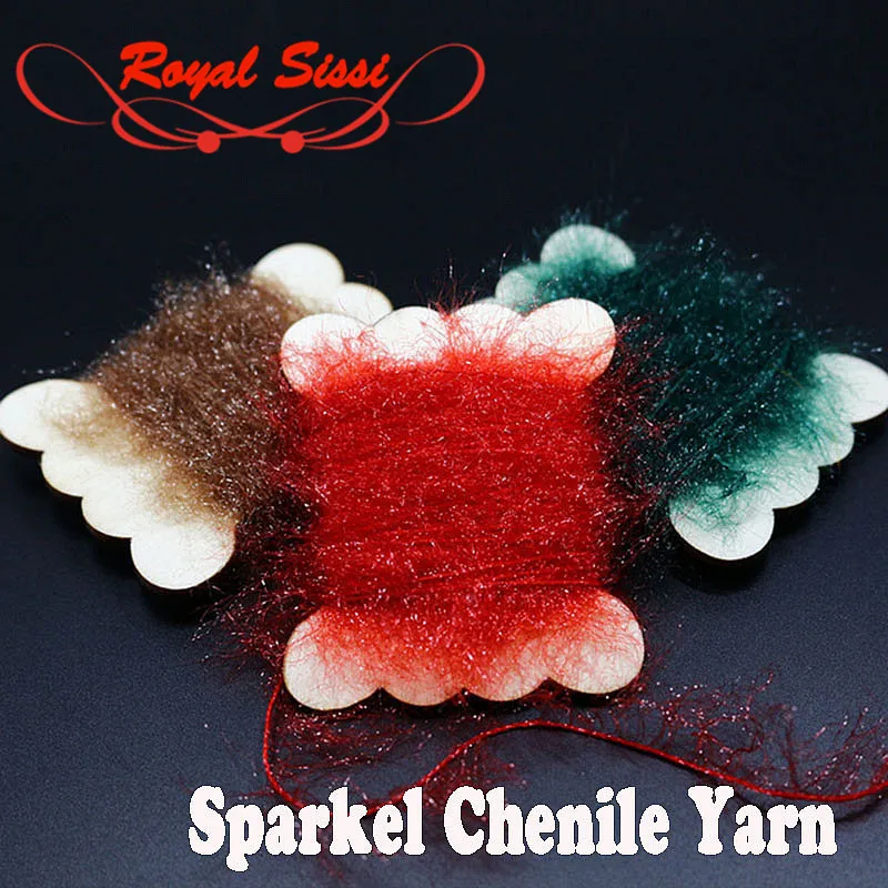 Royal Sissi 2cards total 10 meters Sparkle Fly Tying yarn flash long hairy Dubbing thread Scud bug larvae bodies Tying Materials