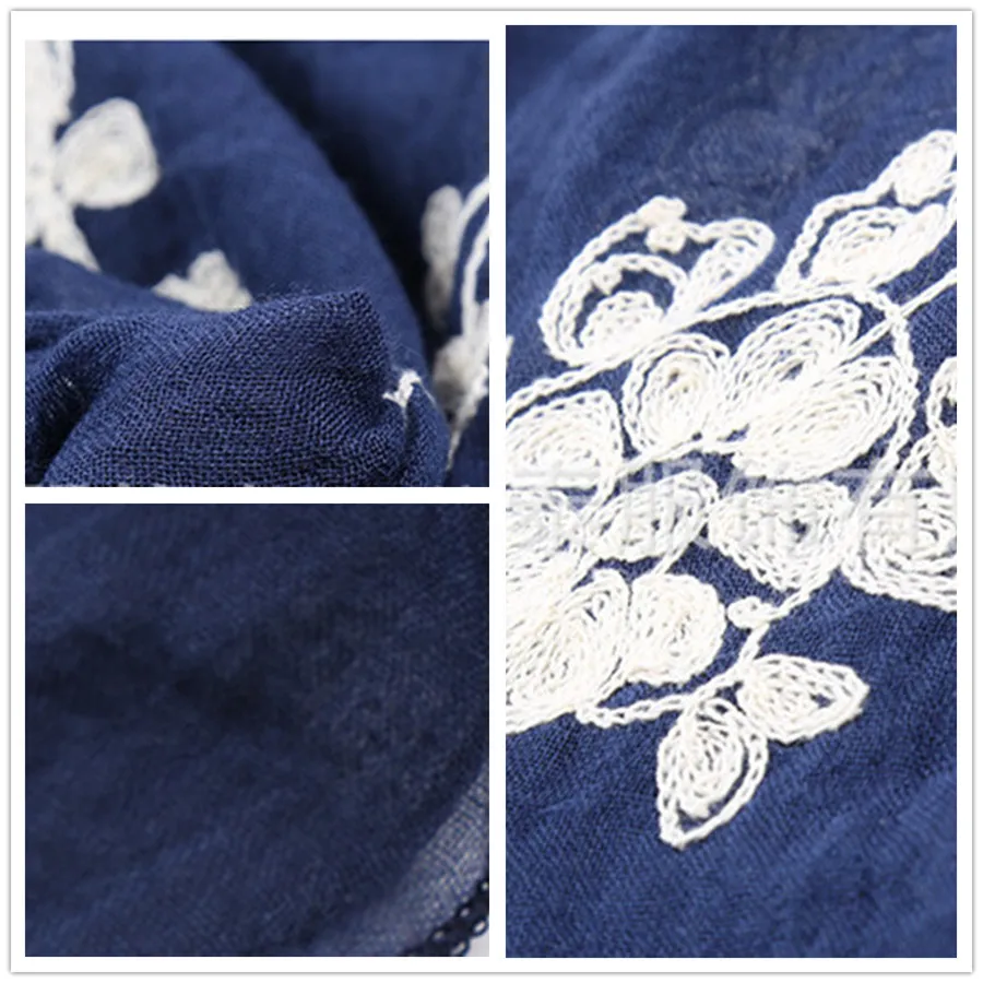 Summer Embroidered Scarf Women Cotton Linen Beach Scarves Lady Travel Sunscreen Shawl Scarves Hijab Stoles Dropshipping